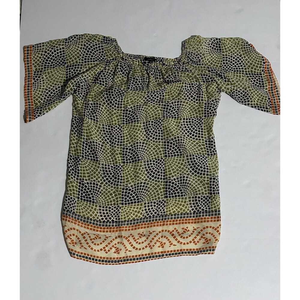 Tolani Women’s Size XS (Extra Small) Green Mosaic 100% Silk Print Dress